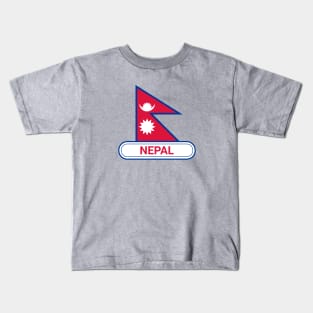 Nepal Country Badge - Nepal Flag Kids T-Shirt